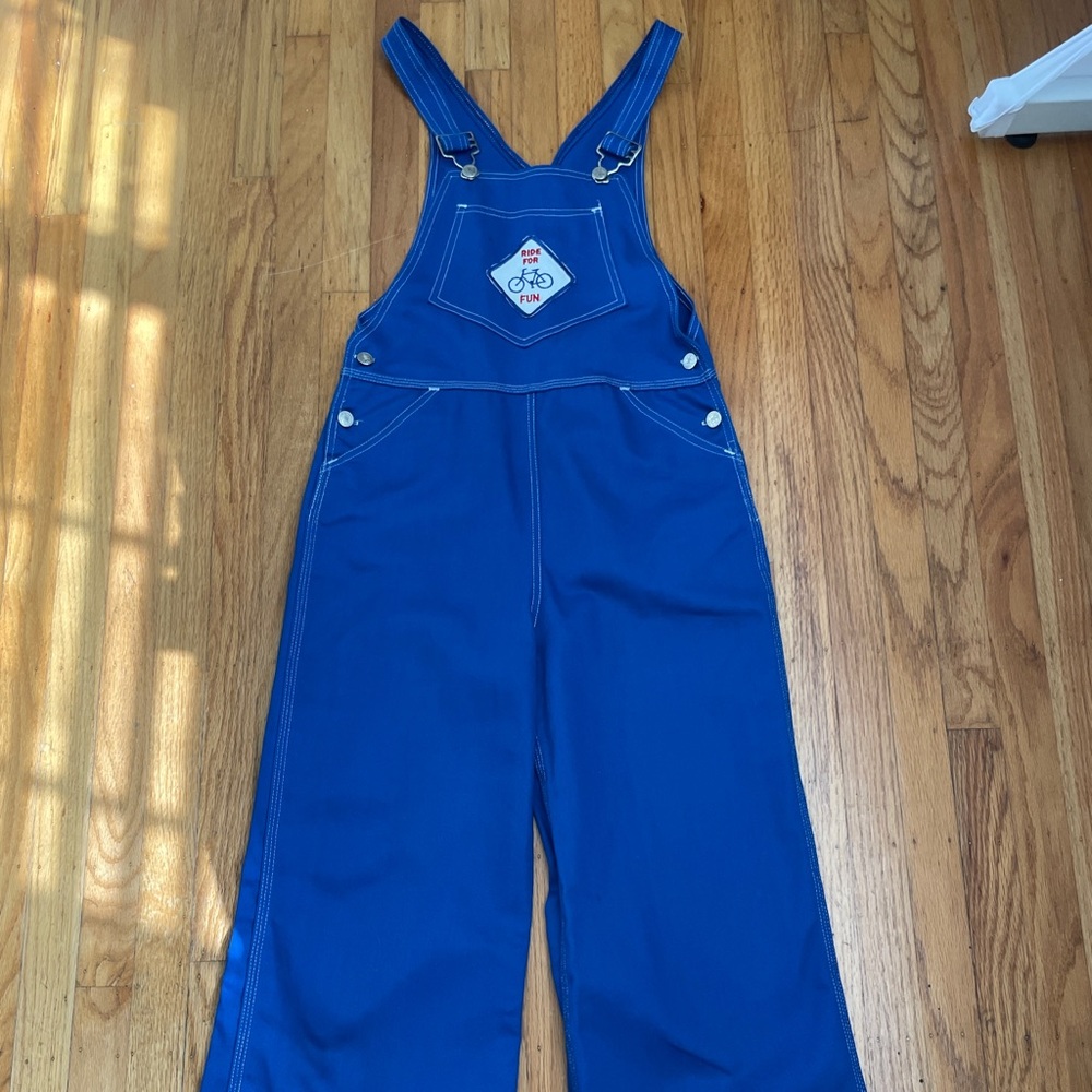Vintage Pacific Play Togs Blue Cotton Overalls | Ride for Fun Patch Size 11 XS S